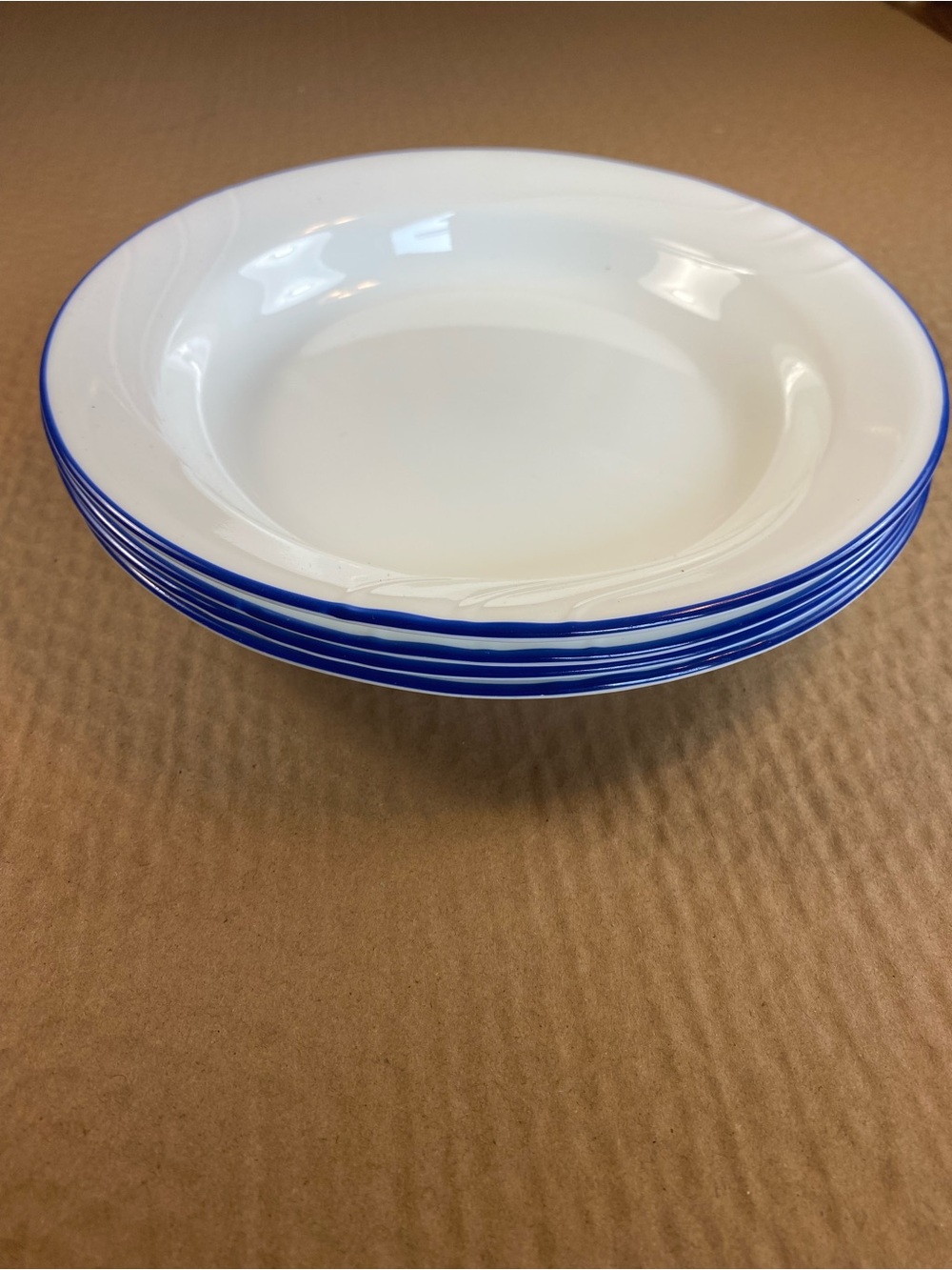 4 Corelle by Corning Celestial Blue Swirl Pasta Salad 8 1/2” Rimmed Bowls